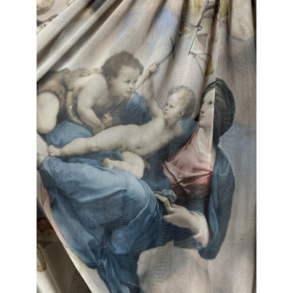 Fashion‎ Nova Mesh All Over Graphic Top Womens Sz M Artsy Art To Wear Cropped - Picture 9 of 11